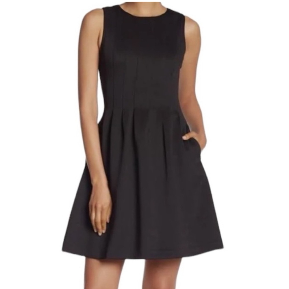 Vince Camuto Black Pleated A-line Mini Dress